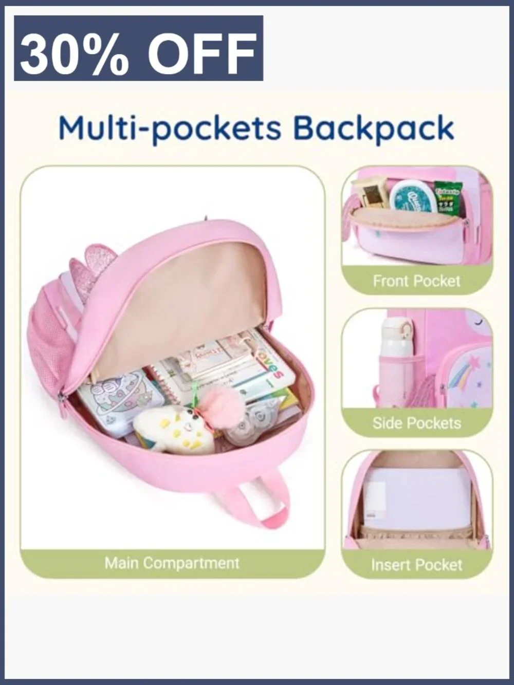 Kids Backpack for Girls 4-6 Butterfly Bookbag 15